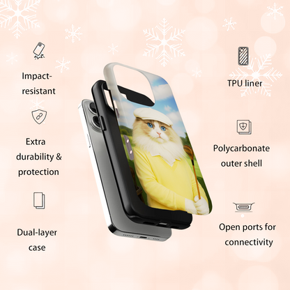 Custom Photo Golfer Cat Phone Case Gift For Cat Lovers