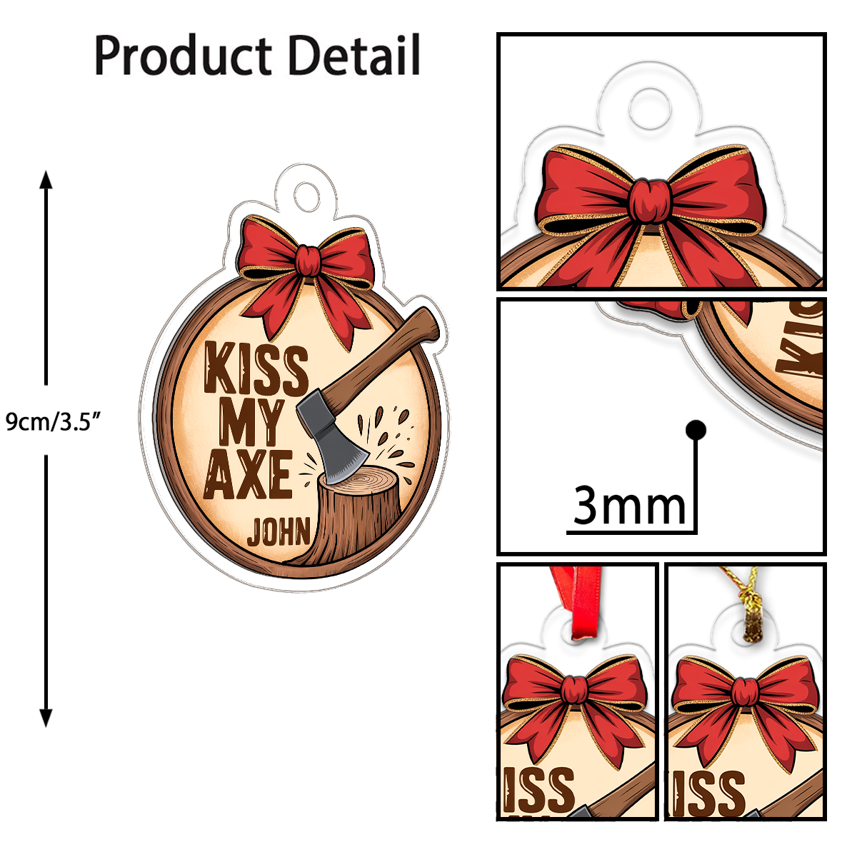 Personalized Kiss My Axe Adult Ornament, Funny Christmas Tree Decoration, Adult Ornament, Funny Ornament, Woodworker Holiday Ornament