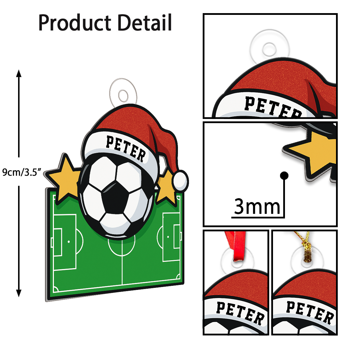 Custom Name Soccer Field Acrylic Ornament Christmas Gift