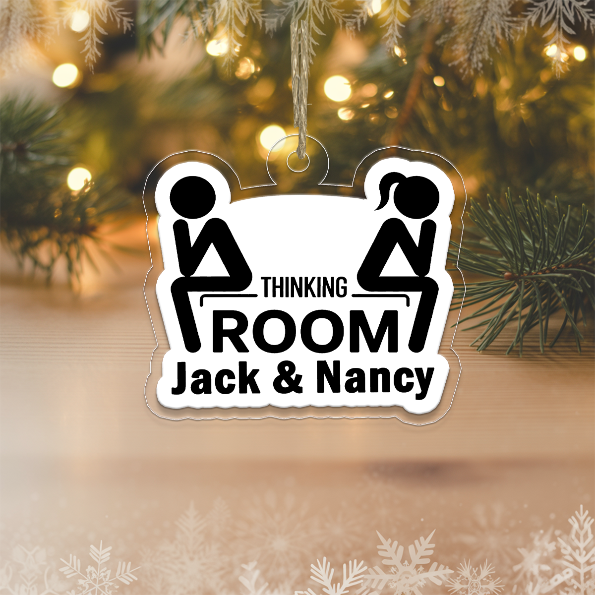 Personalized WC Toilet Thinking Room Ornament, Custom Funny Bathroom Christmas Ornament, Adult Humor Ornament, Holiday Decoration