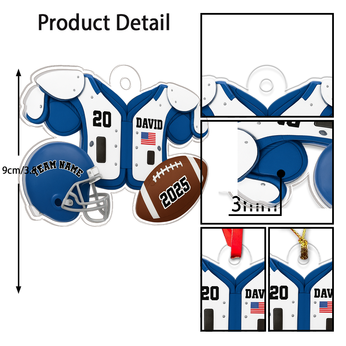 Custom Name Football Uniform 2025 Acrylic Ornament Christmas Gift