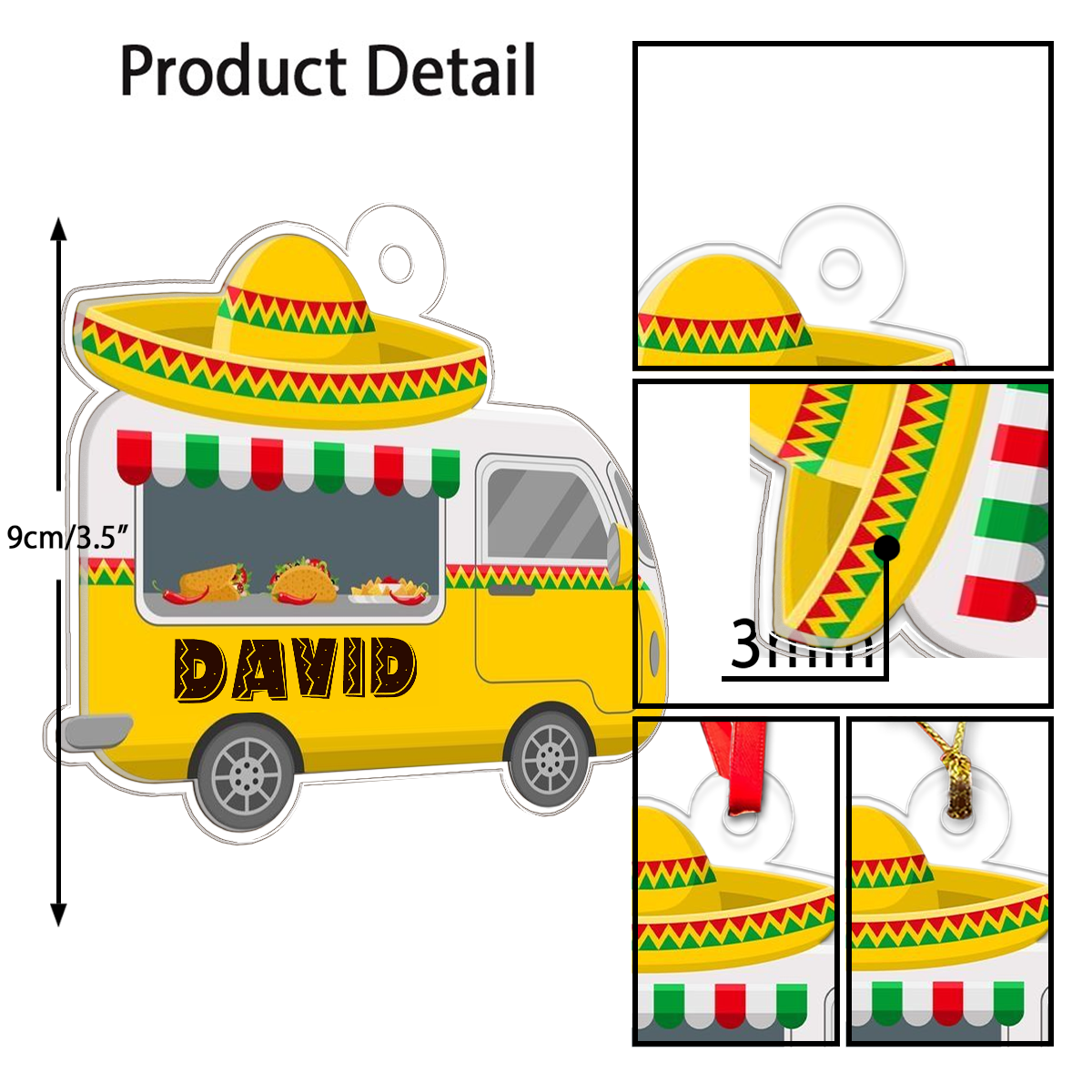 Custom Name Tacos Mexican Food Acrylic Ornament Christmas Gift