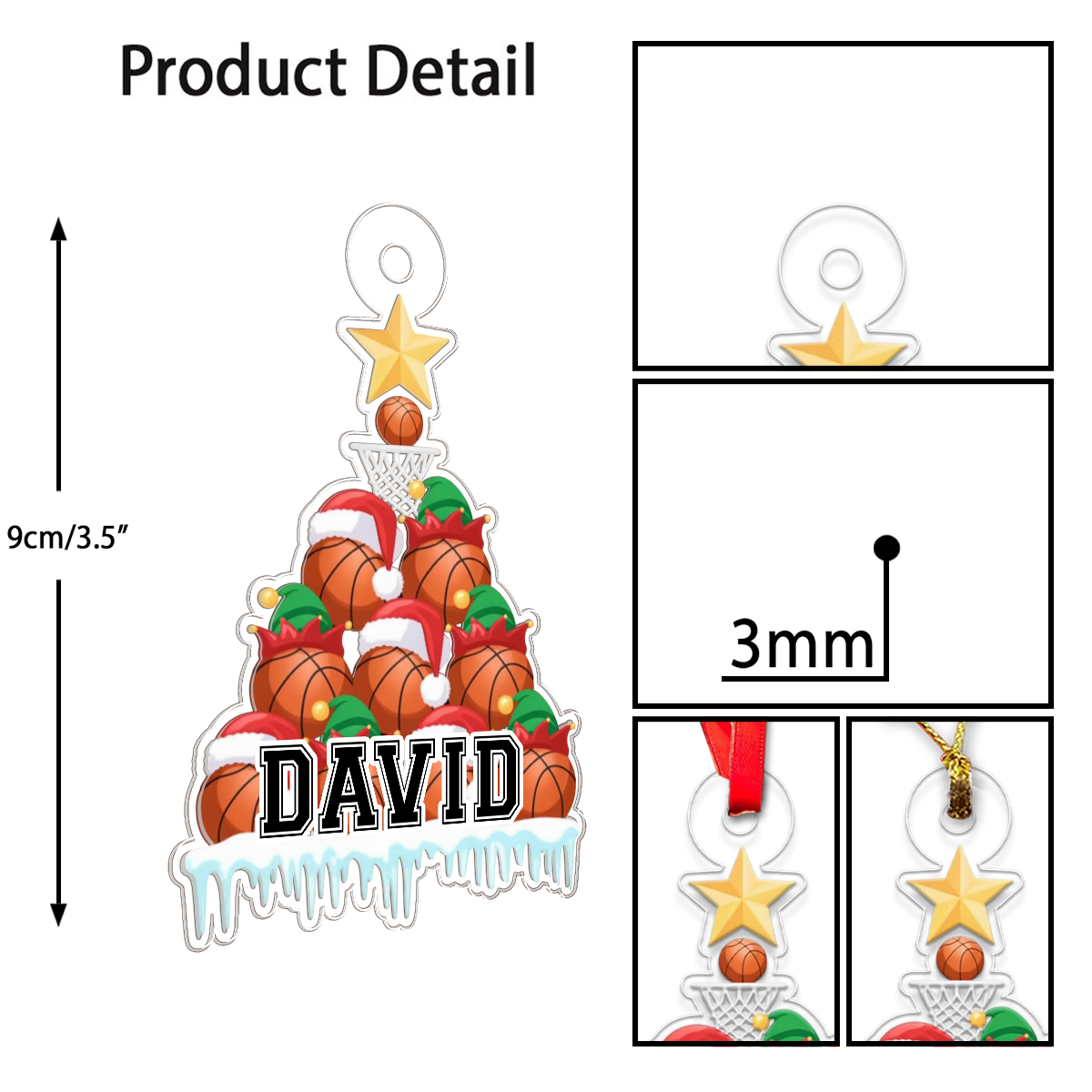 Custom Name Basketball Christmas Tree Acrylic Ornament Christmas Gift