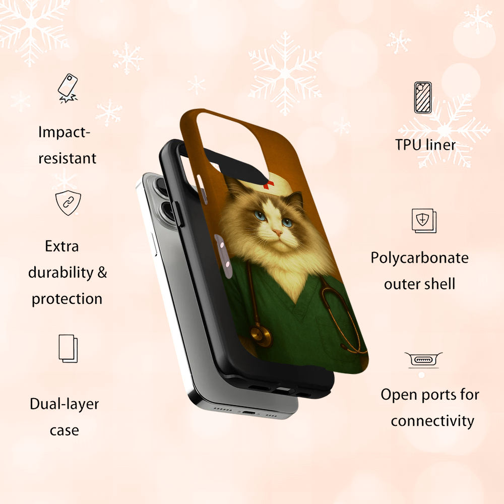 Custom Photo Nurse Cat Phone Case Gift For Cat Lovers