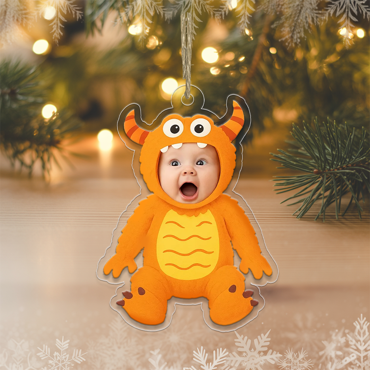 Personalized Baby Monster Funny Christmas Ornament, Custom Acrylic Photo Ornament, Cute Baby Gift, Kids Holiday Decoration