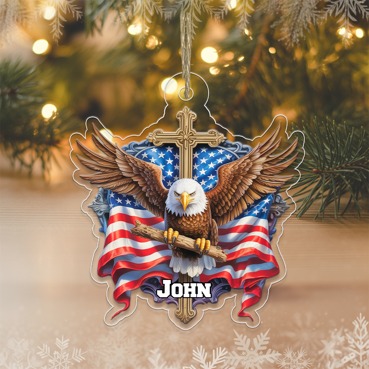 Custom Name Eagle Cross