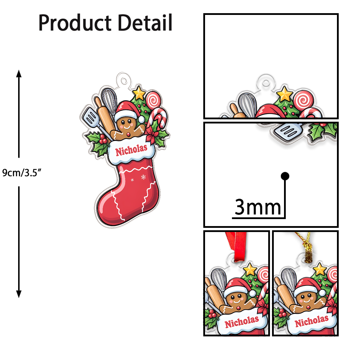 Cooking Hub Christmas Stocking With Utensils Acrylic Ornament Christmas Gift