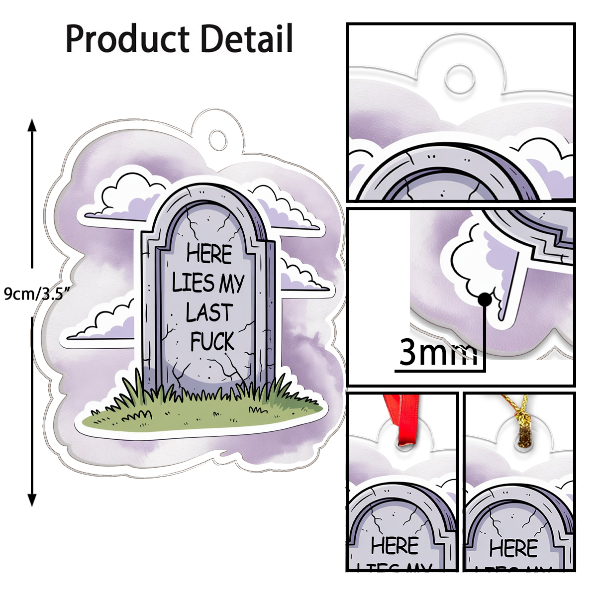 Funny Here Lies My Last Tombstone Christmas Ornament, Grave Ornament, Dark Humor Christmas Ornament, Sarcastic Gag Gift, Holiday Decoration