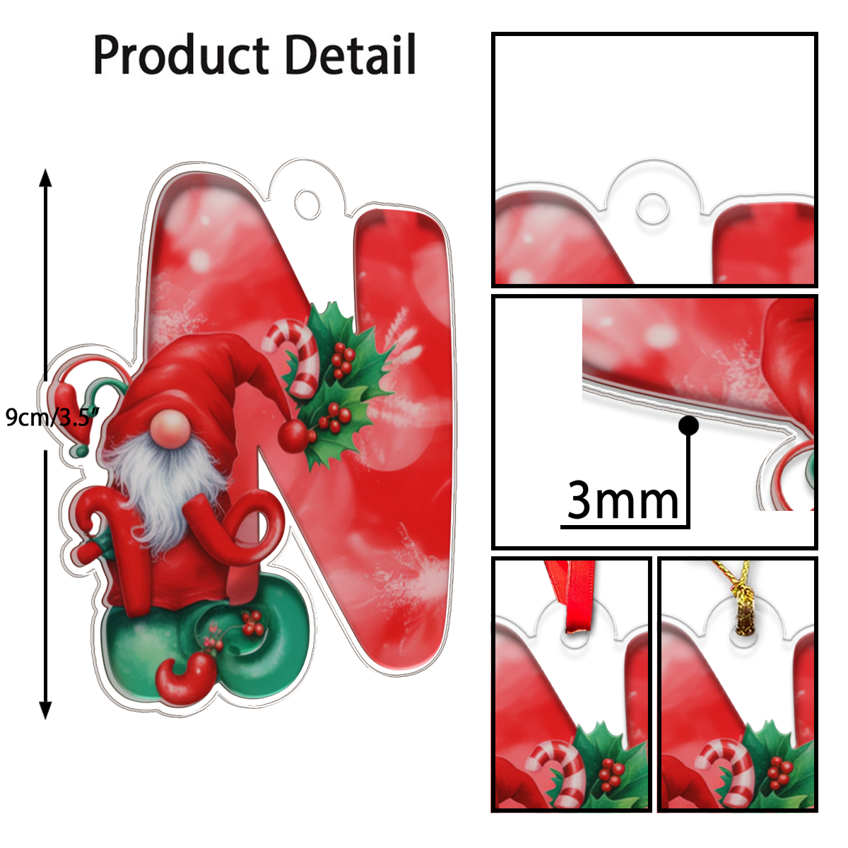 Letter N Acrylic Ornament Acrylic Ornament Christmas Gift