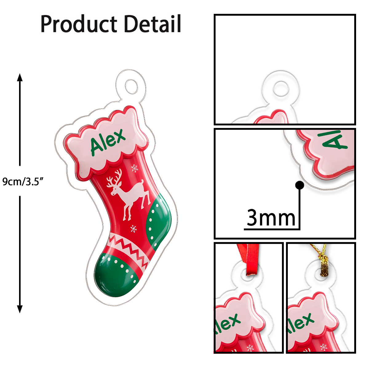 Custom Name Christmas Sock Acrylic Ornament Christmas Gift