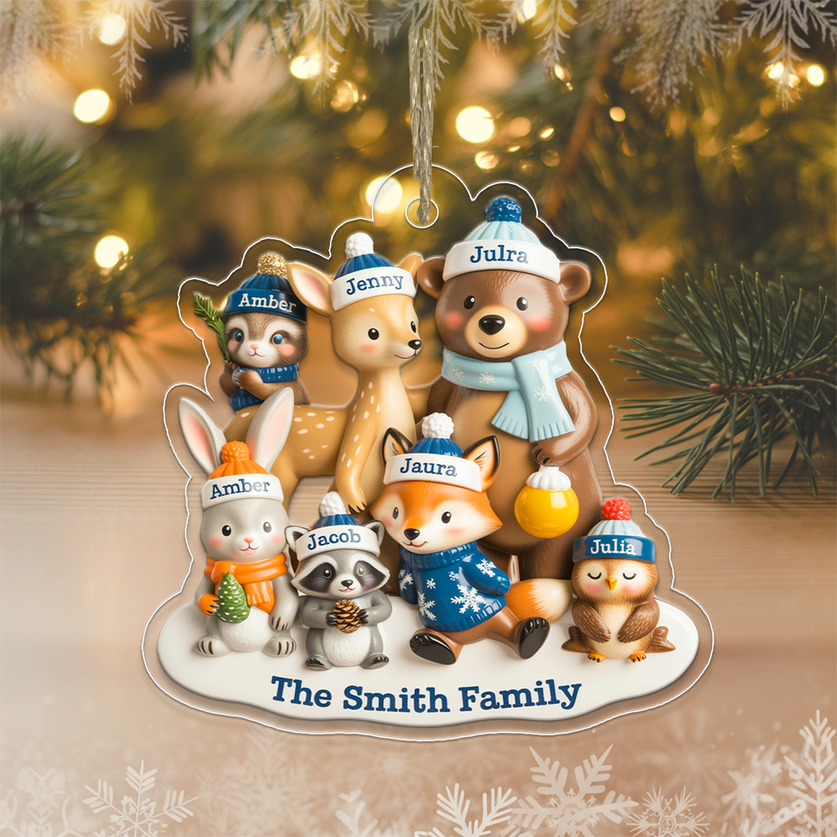 Woodland Family Personalized Acrylic Ornament