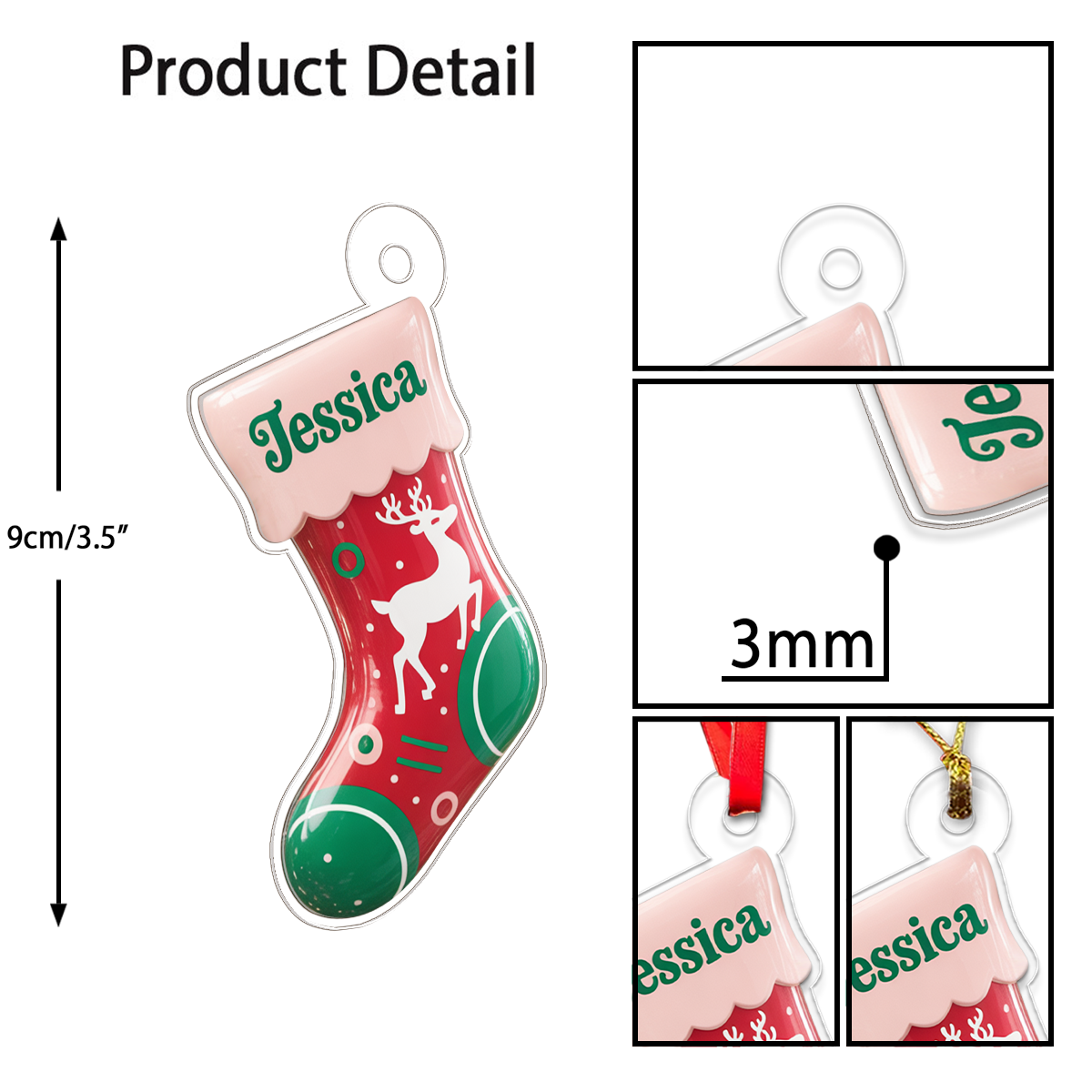 Custom Name Xmas Sock Acrylic Ornament Christmas Gift