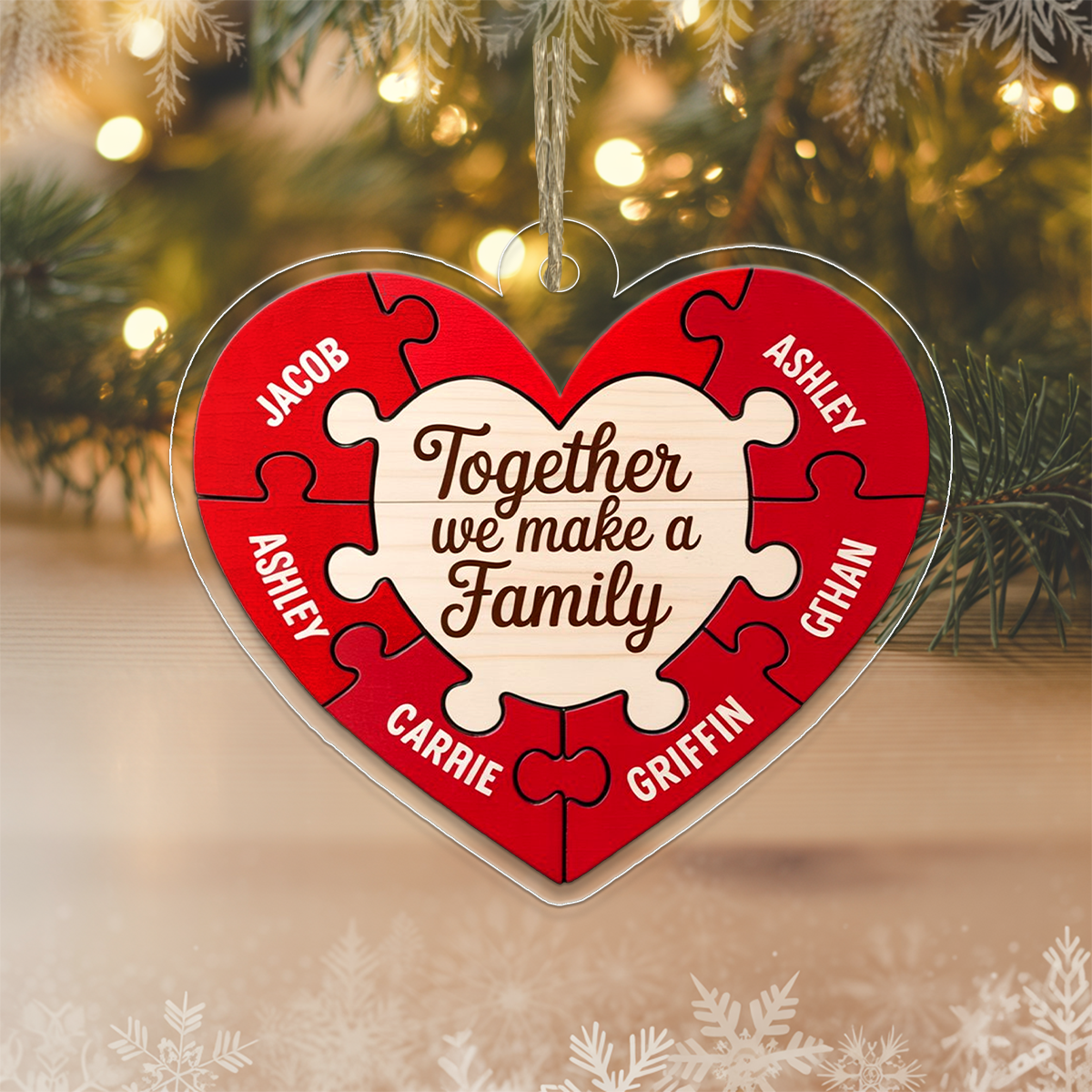 Personalized Together We Make A Family Heart Ornament, Custom Family Christmas Ornament, Parents Gift, Love Keepsake Holiday Decoration