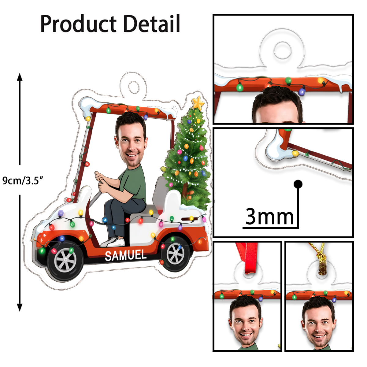 Custom Photo Golf Cart Xmas
