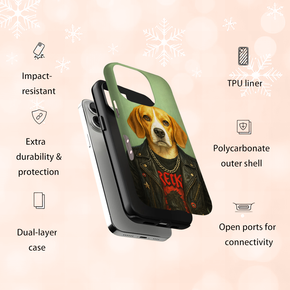 Custom Photo Rock n Roll Dog Phone Case _ Gift For Dog Lovers