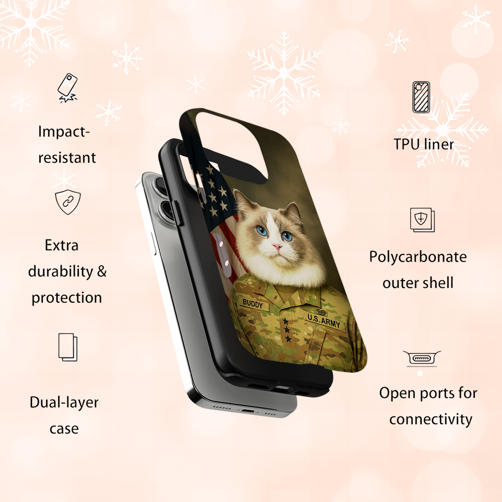 Custom Dog Photo Us Army Phone Case _ Gift For Dog Lovers