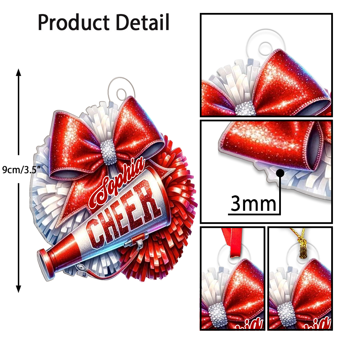 Custom Name Cheerleader Merry Xmas Acrylic Ornament Christmas Gift
