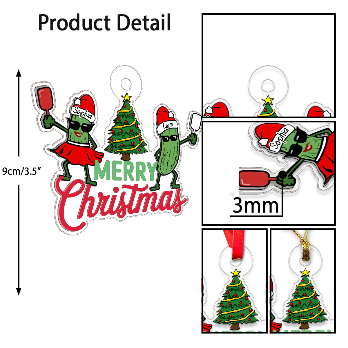 Personalized Pickleball Couple Xmas Acrylic Ornament Christmas Gift