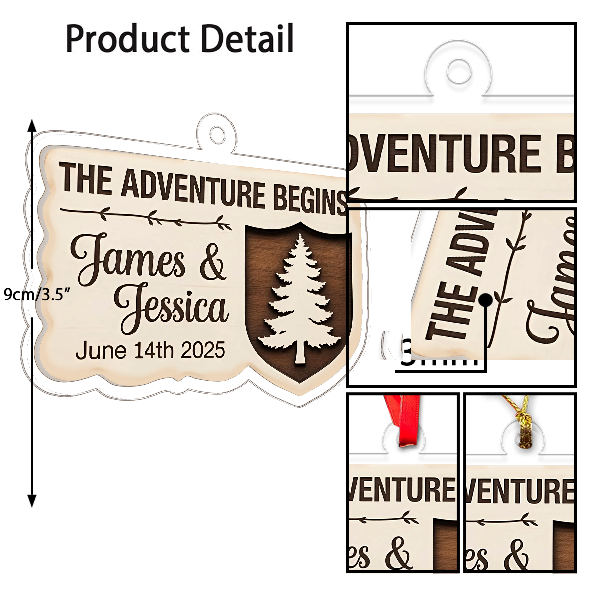 Personalized The Adventure Begins Couple Ornament, Custom Christmas Ornament for Newlyweds, Engagement Gift, Wedding Anniversary Keepsake