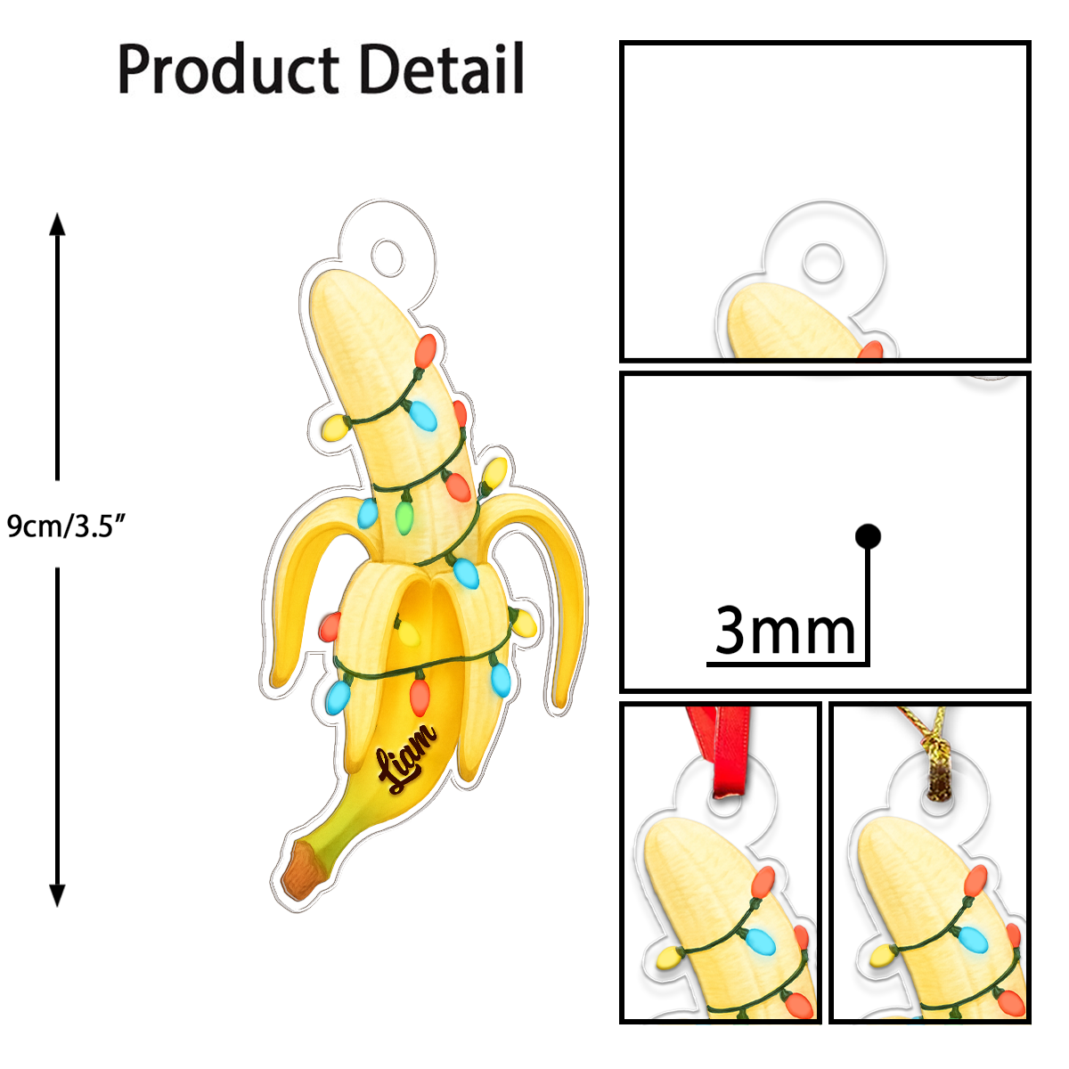Custom Name Banana Xmas Acrylic Ornament Christmas Gift