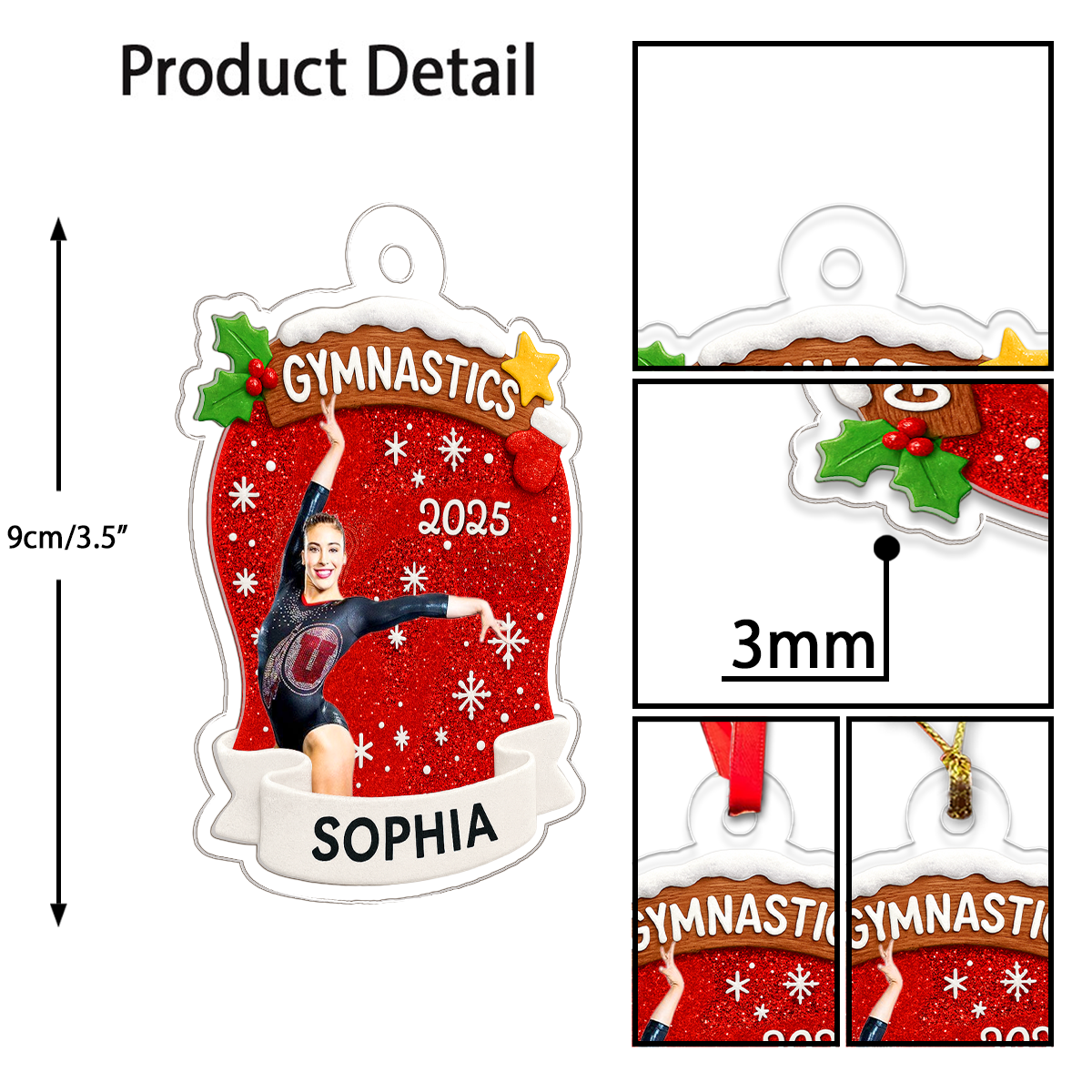 Custom Photo Gymastics Girl Acrylic Ornament Christmas Gift