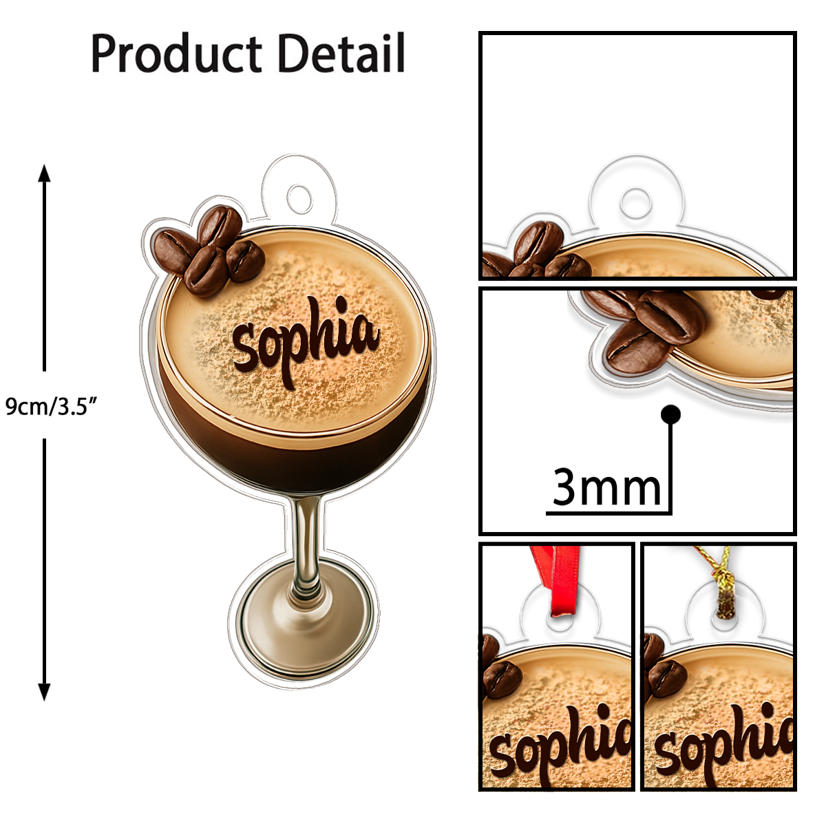 Custom Name Espresso Martini Drink Lover Acrylic Ornament Christmas Gift
