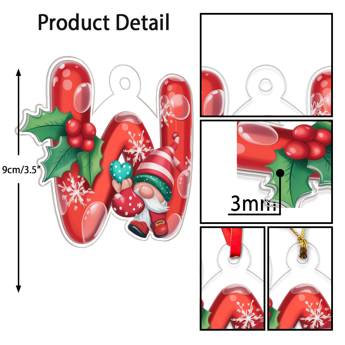 Christmas Initial Letter W Acrylic Ornament Christmas Gift