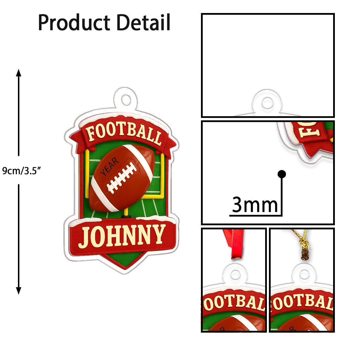 Custom Name Football 2025 Acrylic Ornament Christmas Gift