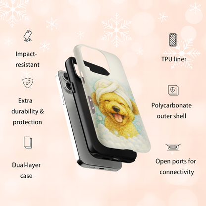 Custom Dog Potrait In Bathroom Phone Case