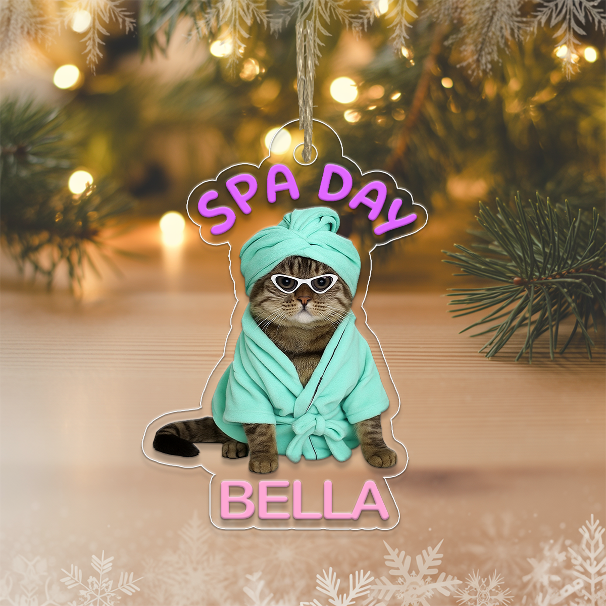 Custom Photo Pet Spa Day Ornament, Personalized Dog Cat Christmas Ornament, Funny Ornament, Pet Lover Gift, Holiday Decoration Keepsake