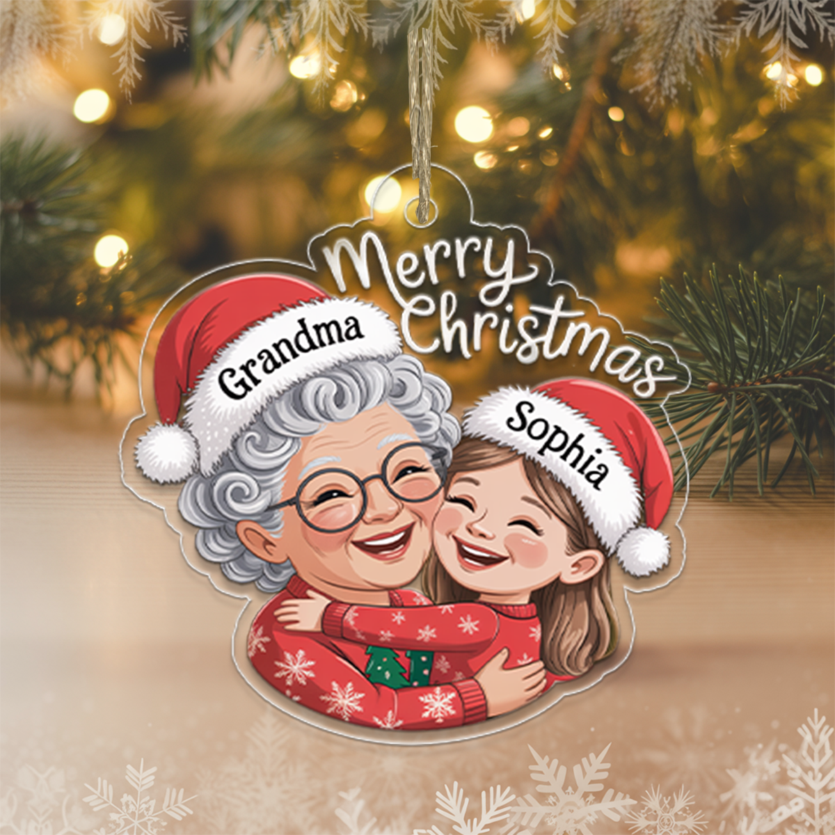 Personalized Grandma And Grandkid Christmas Ornament2