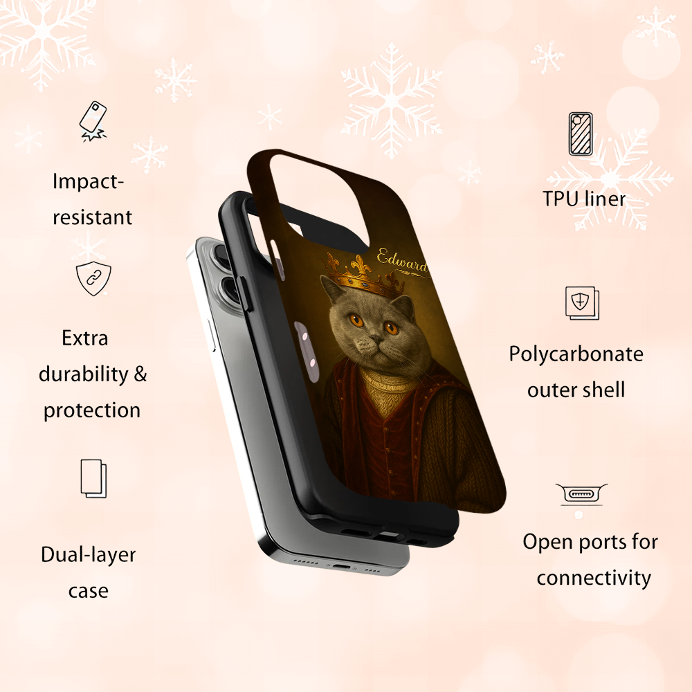 Custom Photo Crown King Cat Phone Case Gift For Cat Lovers