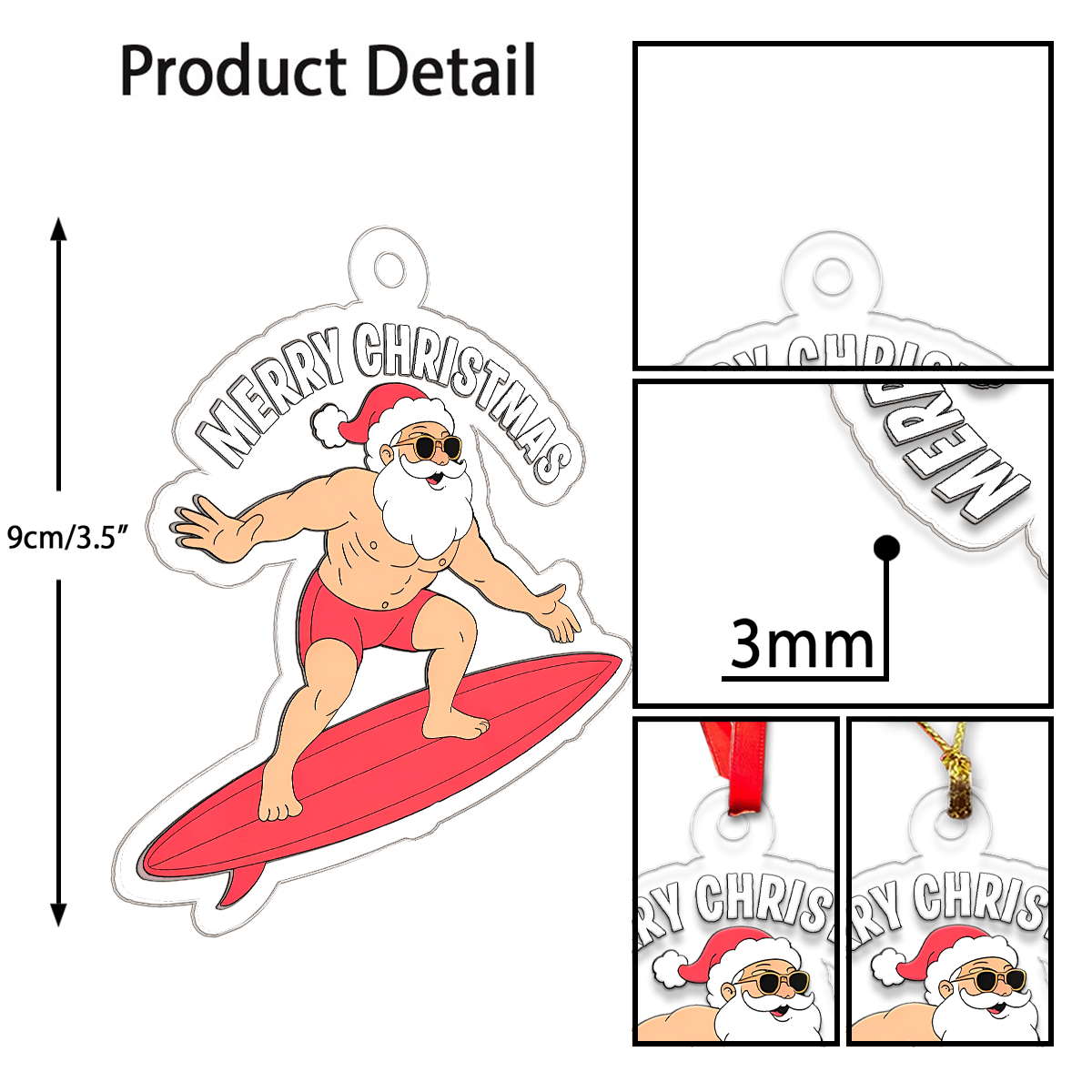 Hawaii Mele Kalikimaka Santa Christmas Acrylic Ornament Christmas Gift