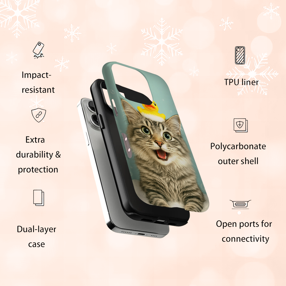 Custom Photo Cat In Bathtub With Duck Toy Phone Case