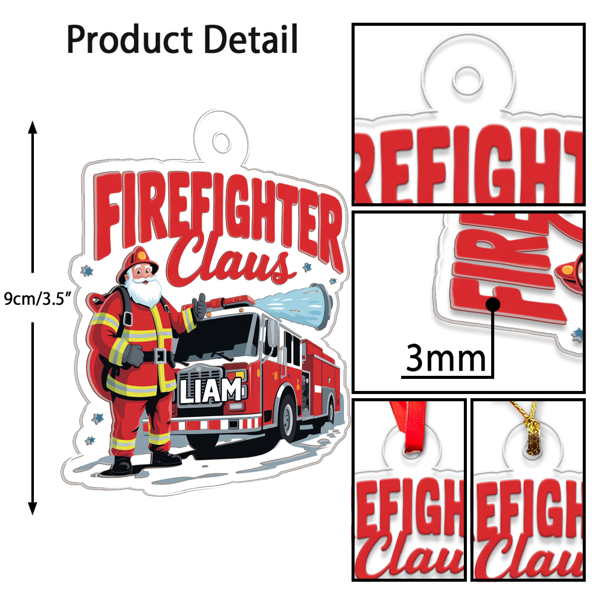 Custom Name Firefighter Claus