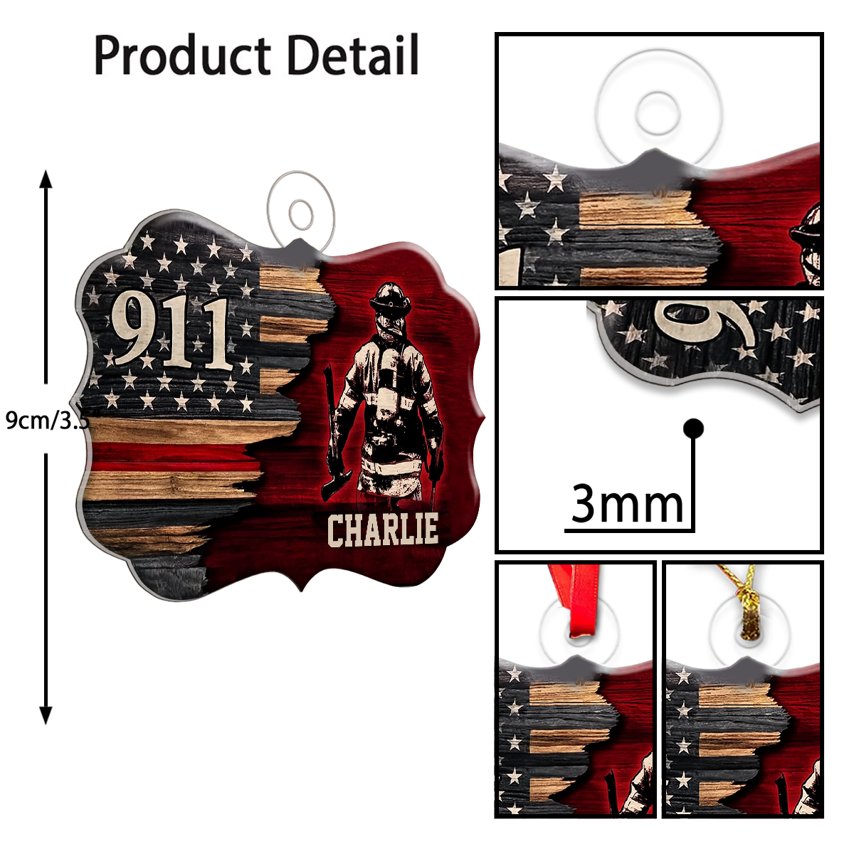 Custom Name Firefighter USA Flag