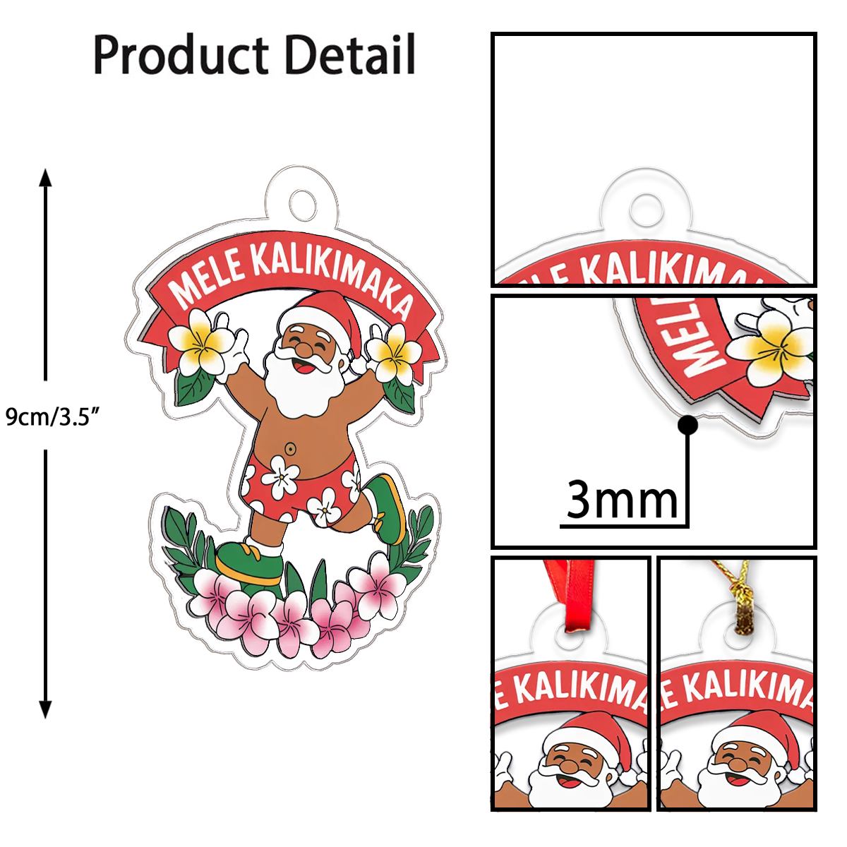 Hawaii Acrylic Ornament Aloha Santa Christmas Plumeria 1