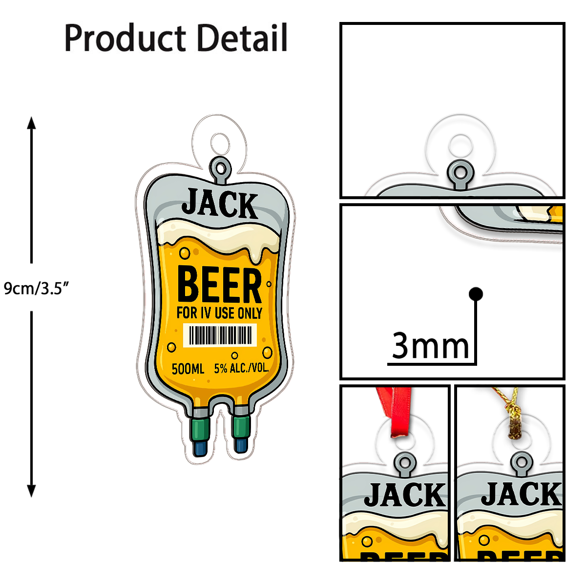 Personalized Funny Beer Bag Ornament, Custom Beer Lover Christmas Ornament,Gift for Beer Drinkers, Holiday Party Decoration, Unique Keepsake