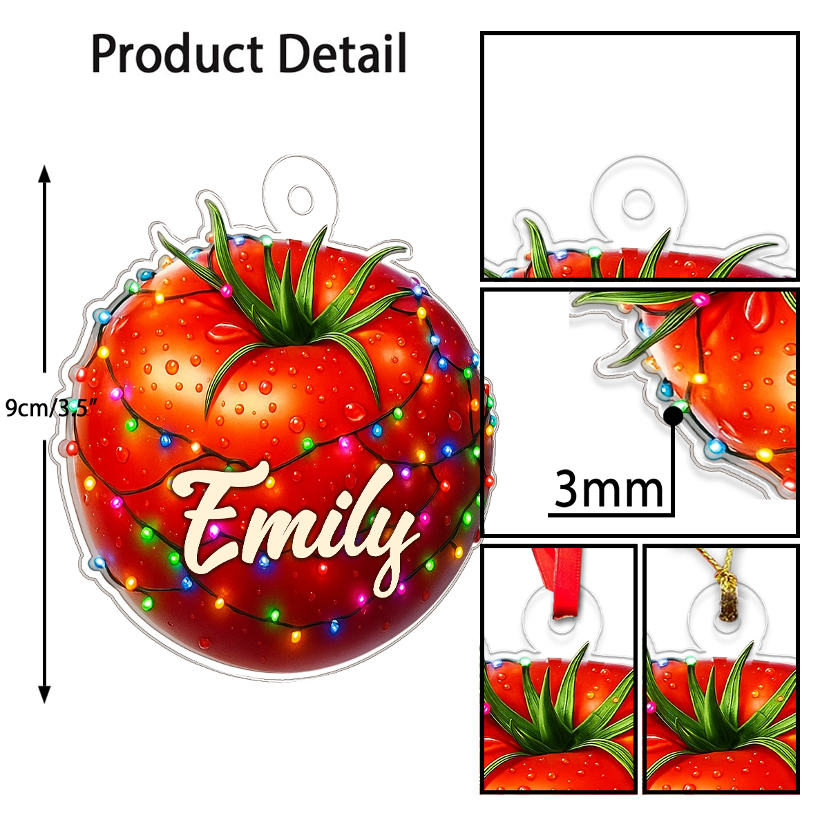 Custom Name Tomato Xmas Acrylic Ornament Christmas Gift