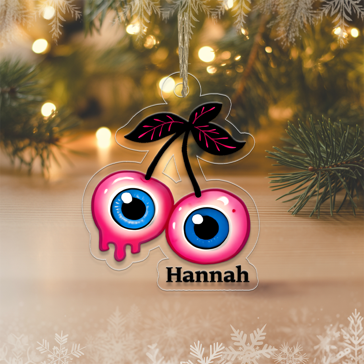 Personalized Cherries Eyes Ornament, Custom Creepy Fruit Christmas Ornament, Funny Horror Ornament, Holiday Decoration, Unique Gag Gift