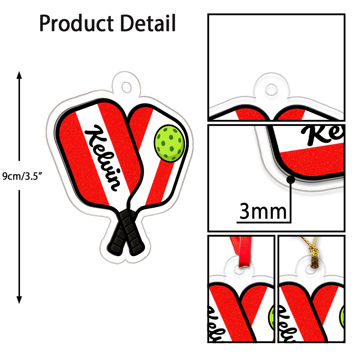 Custom Name Xmas Pickleball Acrylic Ornament Christmas Gift