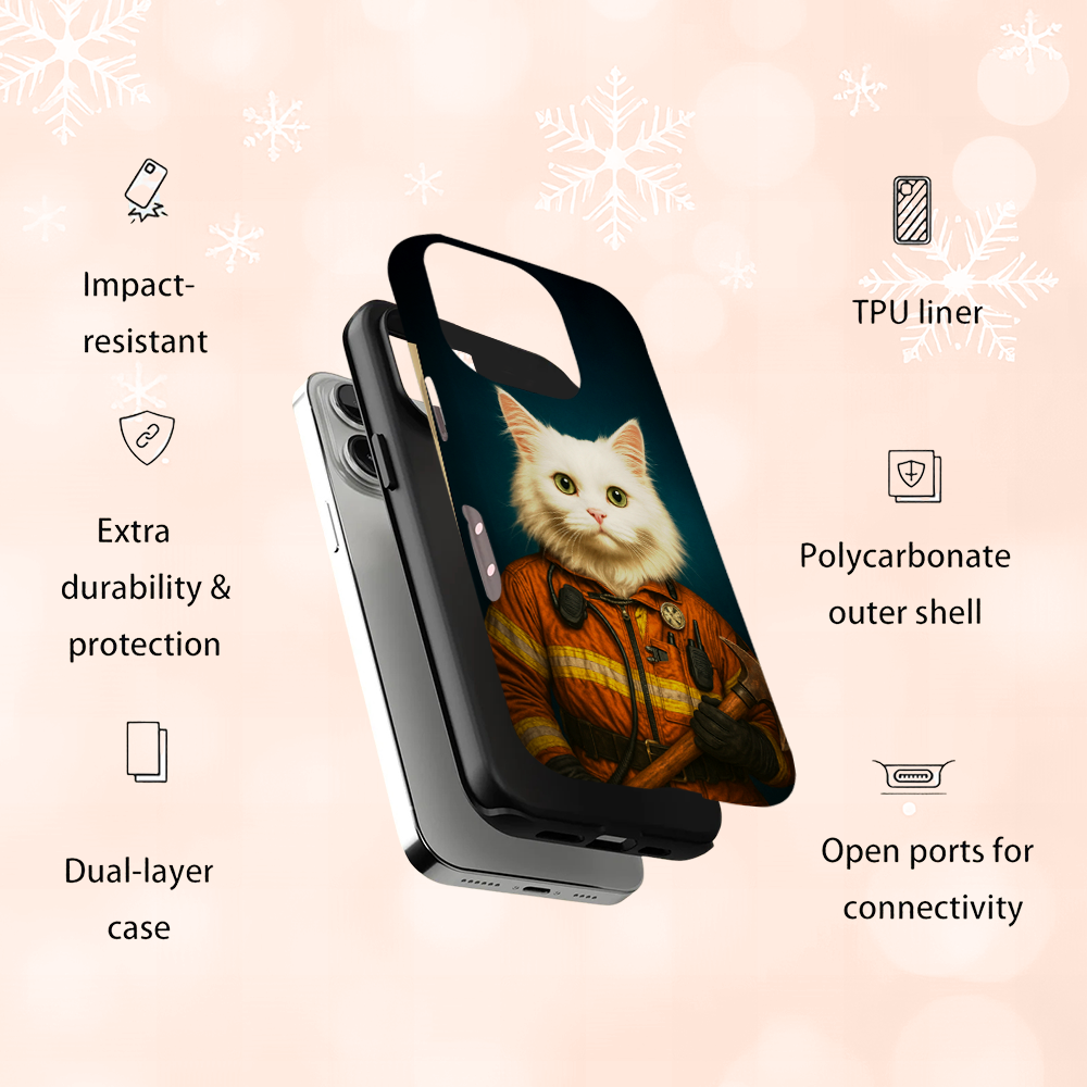 Custom Dog Photo Firefighter Phone Case _ Gift For Dog Lovers