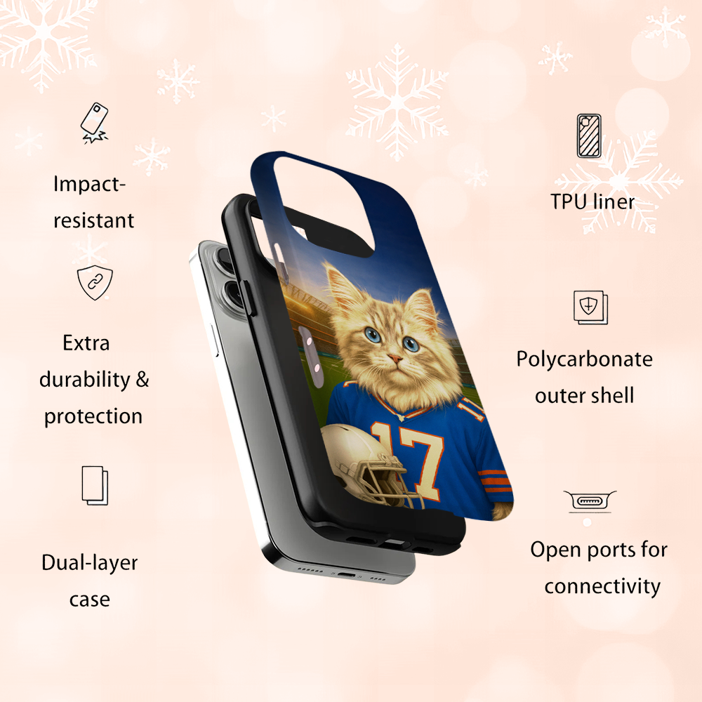 Custom Cat Photo Football Style Phone Case _ Gift For Cat Lovers