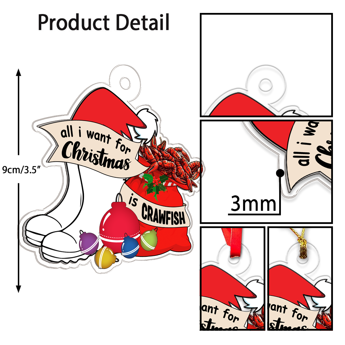Custom Name Crawfish All I Want Acrylic Ornament Christmas Gift
