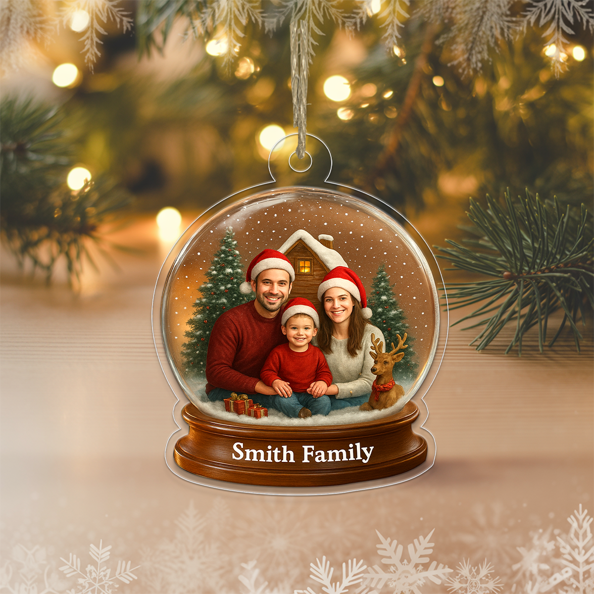 Custom Photo Family Christmas Snow Globe Ornament, Personalized Picture Ornament, Holiday Keepsake Gift, Unique Family Decoration