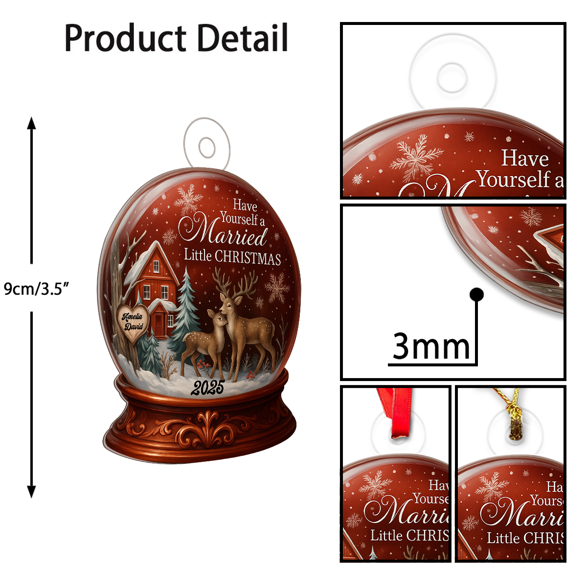 Custom Name Deer Couple Married Xmas