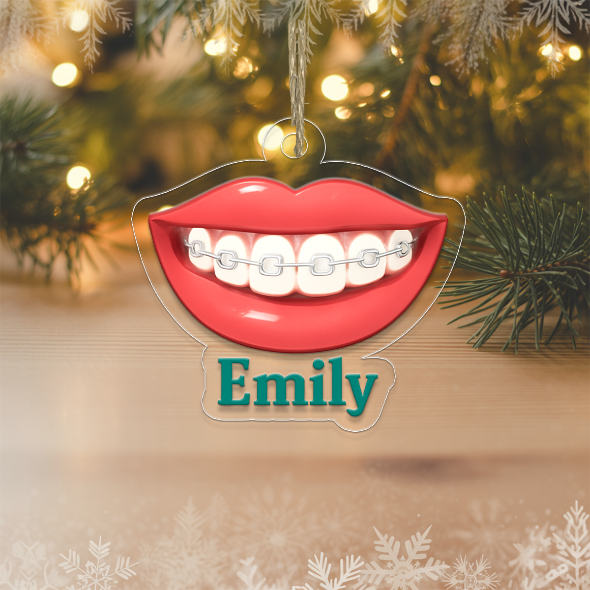 Personalized Smile Orthodontic Ornament, Custom Dentist Christmas Ornament, Braces Gift, Dental Hygienist Ornament, Funny Tooth Decoration