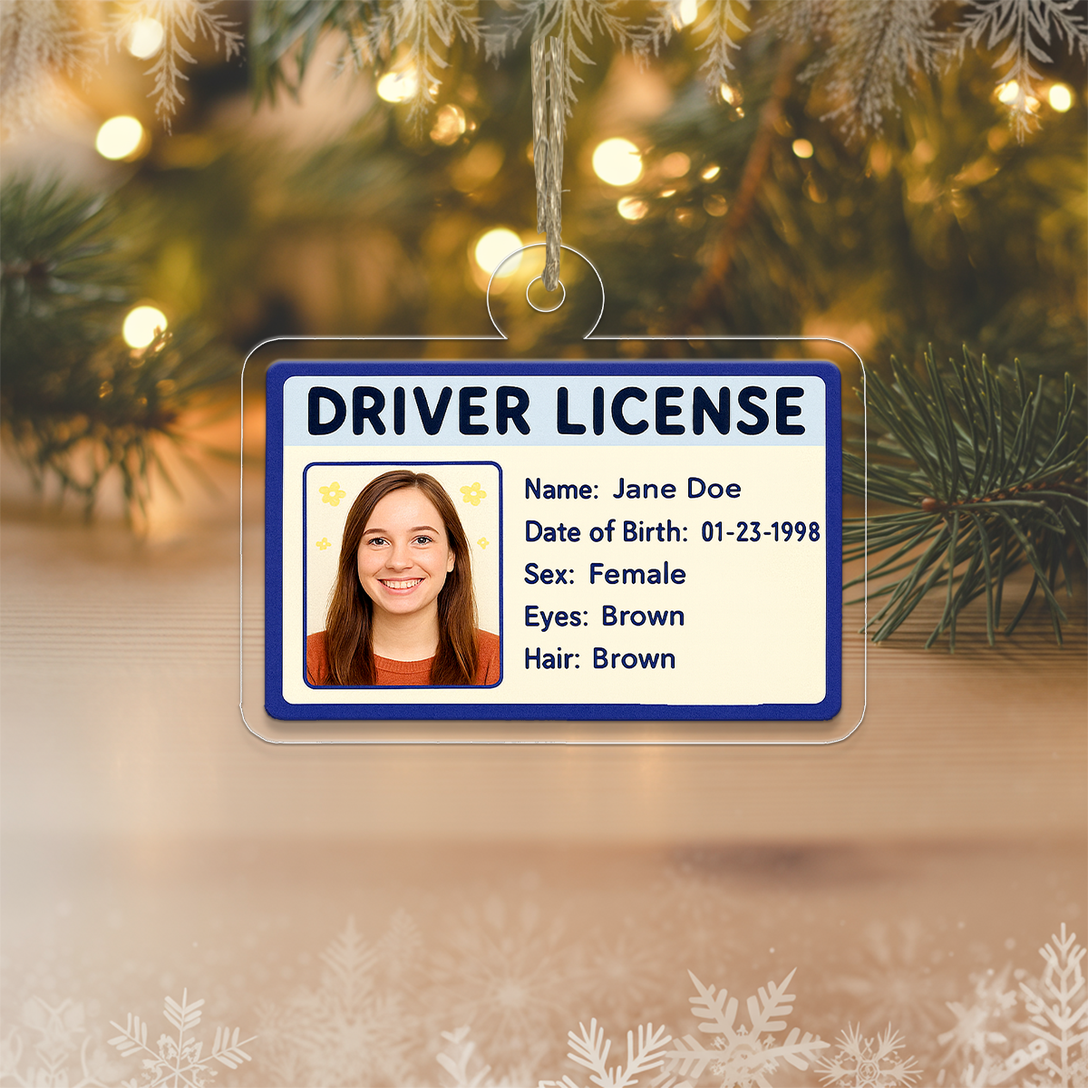 Custom Photo Driver License Ornament, Personalized ID Card Christmas Ornament, Funny Gag Gift, New Driver Ornament
