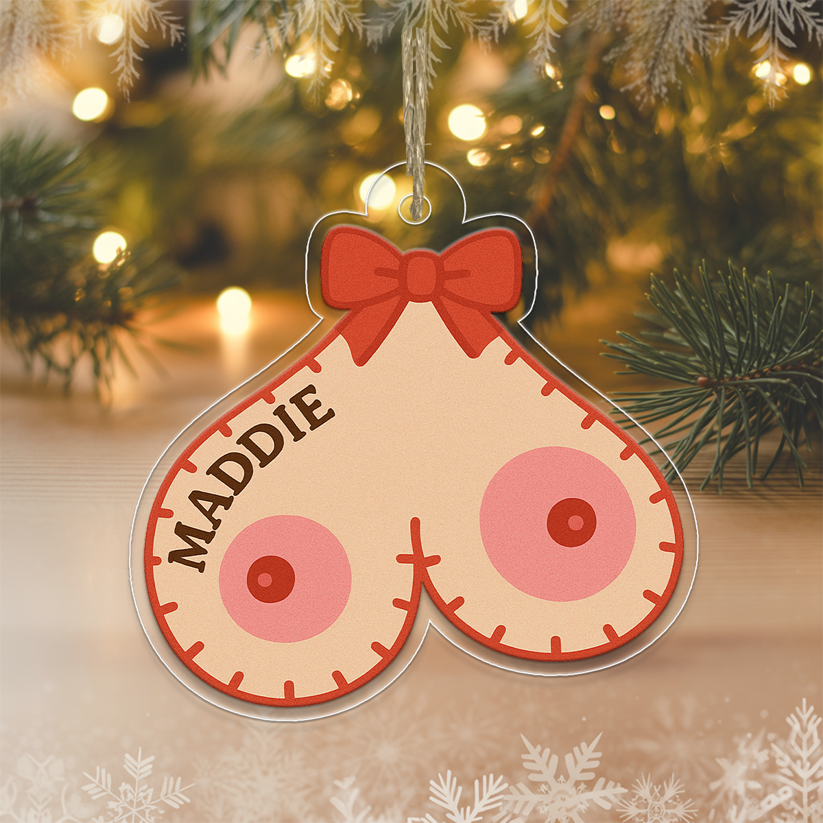 Personalized Jingle Boobs Ornament, Funny Inappropriate Christmas Ornament, Adult Ornament, Gift for Friend Couple, Holiday Joke Decoration