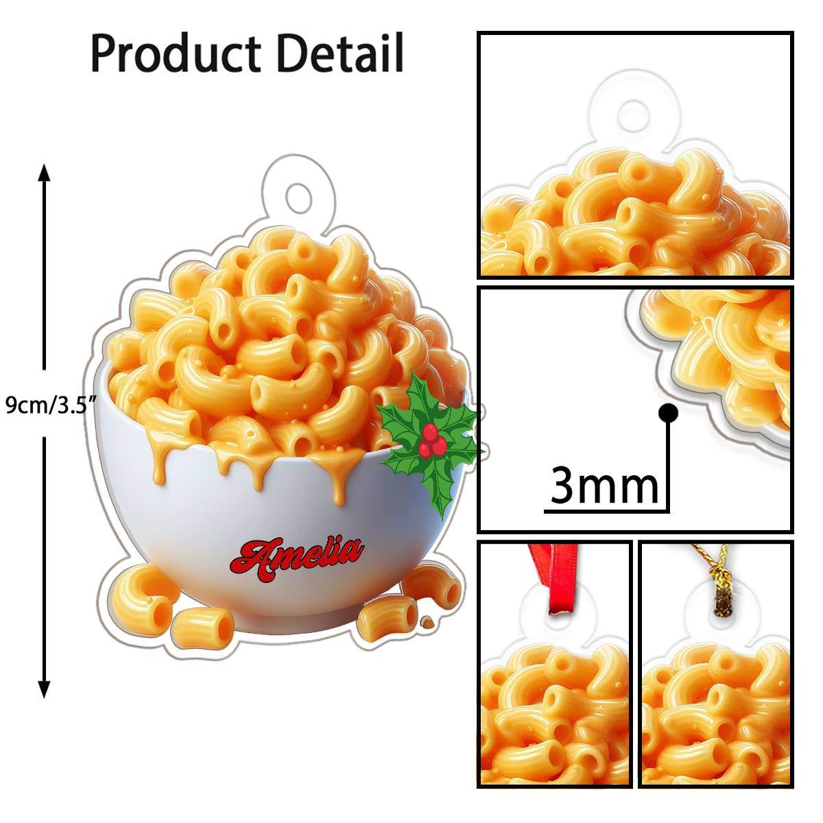 Baked Macaroni and Cheese Acrylic Ornament Christmas Gift